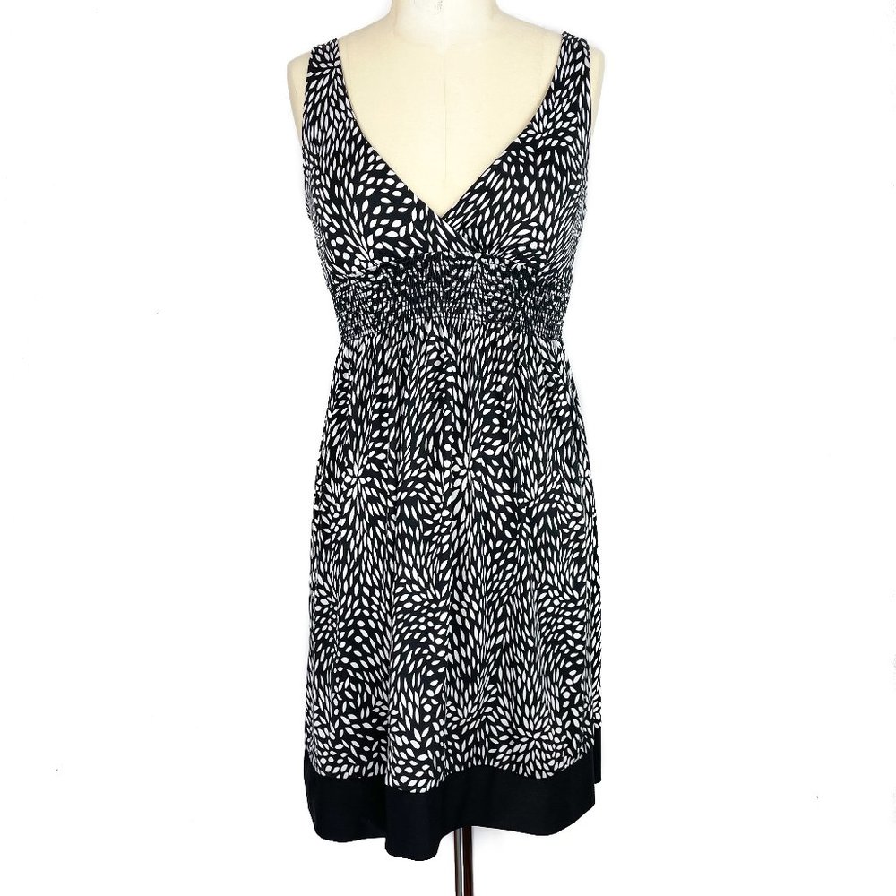 Black & White Patterned Sleeveless Dress | S